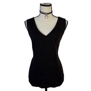 Platinum by Stephen Yearick Black Jacquard Tank Top Size 12